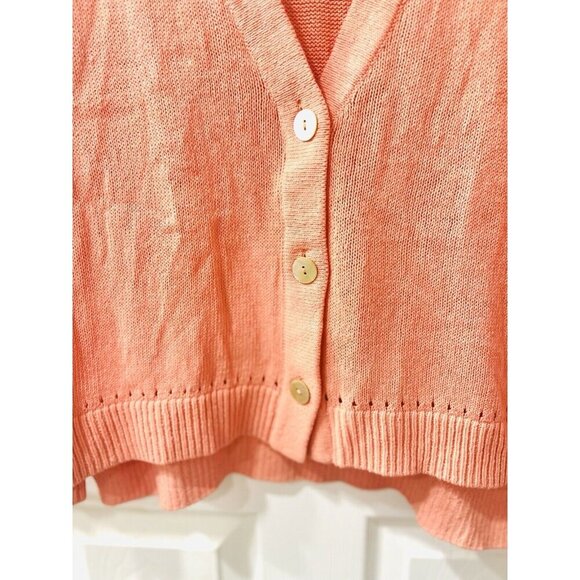 Chico’s Button Front Linen & Cotton Blend Cardigan Size Medium Sienna Rose NWT - Picture 3 of 9